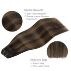 WENNALIFE Clip in Human Hair Extensions, 16 Inch 120g 7pcs Natural Black to Chestnut Brown Balayage Hair Extensions Clip In Human Hair Remy Clip in Hair Extensions Real Human Hair Double Weft