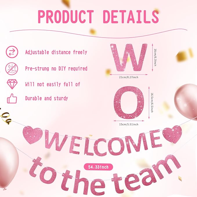 Pre-Strung Glitter Welcome to the Team Banner Welcome Banner Welcome Decorations - Image 3