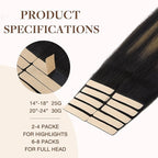 GOO GOO Tape in Hair Extensions Human Hair, 1B/6/1B Balayage Natural Black to Chestnut Brown, 20inch 30g 10pcs, Skin Weft Seamless Invisible, Silky Straight with Thick Ends, Remy Human Hair