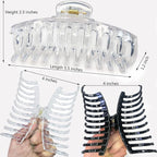 Jumbo 5.5 Inches Hair Clips for Extra Thick Hair - Long Butterfly Hair Accessories for Women, 2 Counts (Black and Clear)