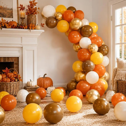 Fall Balloons, 12 Inch Burnt Orange Brown Metallic Gold Balloon - Image 7