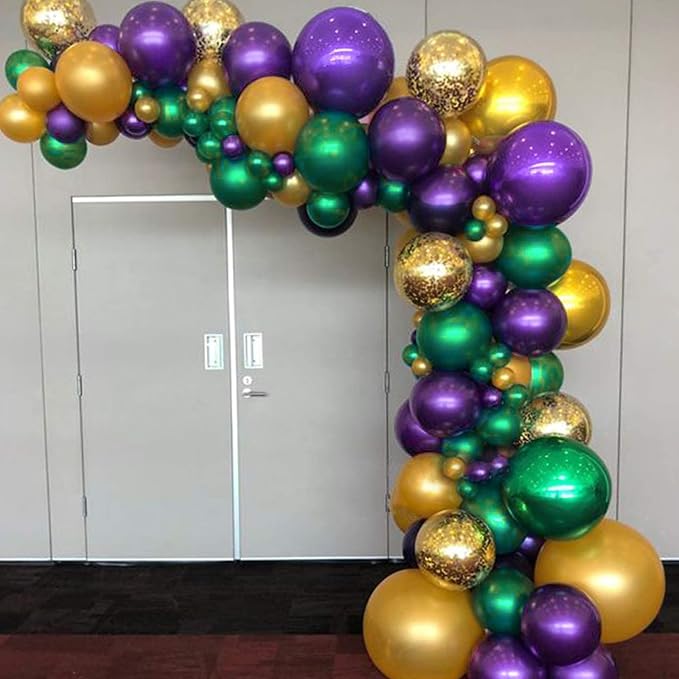 PartyWoo Purple Green Gold Balloons 50pcs Dark Purple Green Gold Balloons | - Image 3