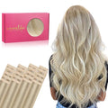 WENNALIFE Tape in Hair Extensions Human Hair, 20pcs 18 inch 50g Ash Blonde to Golden Blonde and Platinum Blonde Remy Tape Hair Extensions Real Human Hair Tape Extensions Coloured Hair Extensions