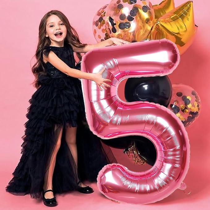 40 Inch Giant Hot Pink Number Balloon, Mylar Foil Helium Hot Pink Balloons - Image 5