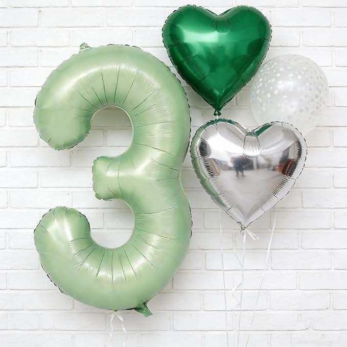 40" Olive green Number Balloon Helium Foil Mylar Balloon Birthday Digital 7 | - Image 4
