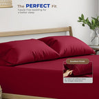 THREAD SPREAD 100% Egyptian Cotton Pillow Cases - 1000 Thread Count Pillow Cases Queen/Standard Size Set of 2, Soft & Breathable Extra Long Staple Sateen Weave Cotton Pillow Cover for Bed - Burgundy