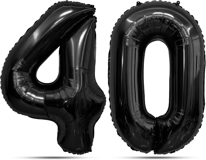 Black Number Balloons 40 Balloon Numbers 40th Number Balloon Foil Mylar Party by STARKET