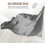Set of 2 100% Silk Pillow Cases Queen - 6A Luxury Mulberry Silk Pillowcase for Hair and Skin - Anti-Wrinkle, Cooling & Smooth, Hidden Zipper - Pillowcases for Sleeping Women Girl, Boy, Gray