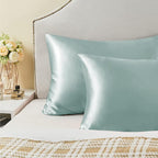 BEDELITE Satin Pillowcase with Zipper, Haze Blue Pillow Cases Queen Size Set of 2, Super Soft and Cooling Similar to Silk Pillow Cases, Gift for Women Men(20x30 Inches)