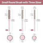 3pcs Small Round Hair Brush for Short Hair - Barrel Hair Brush for Blow Drying, Aluminum Round Brush for Bobs, Bangs, Lobs, Roots, Curling, Pixie Cuts, Straight Hair - Pink