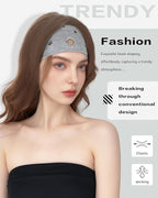 Grommet Headband for Women, Grey Star 23cm Hollow Out Elastic Hair Band, Eyelets Punk Grunge Stylish Hairband