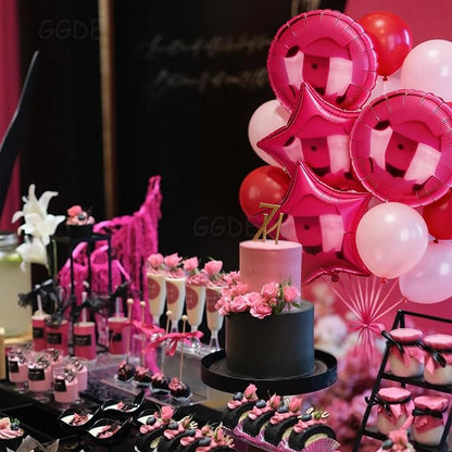 Hot Pink Balloons 18 Inch Round Star Foil Balloons 12 Inch Latex Balloons | - Image 6
