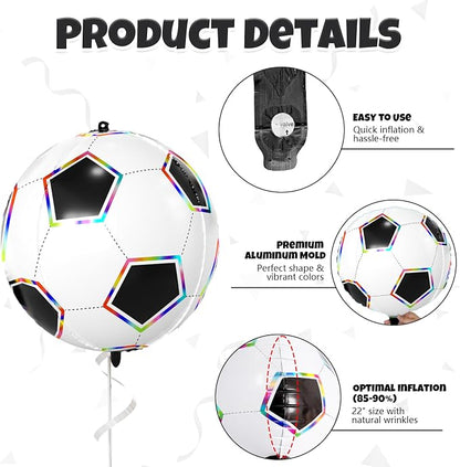 Soccer Ball Balloons, 22 Inch Soccer Balloons Laser Round Sphere Balloon - Image 7