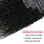 Seamless Kinky Curly Clip in Hair Extensions Real Human hair For Women Brazilian Virgin 3c 4a Curly Clip ins Human Hair Extensions (20inch,#1B)