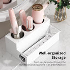 NIUBEE Acrylic Hair Styling Tool Organizer and Holder - Bathroom Countertop Storage for Blow Dryers, Accessories, Makeup, and Toiletries