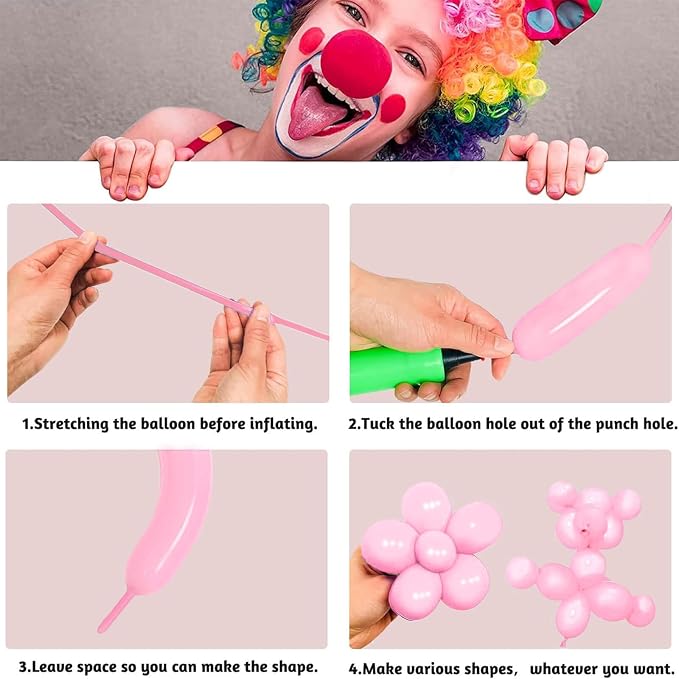 Light Pink Long Balloons Premium 260 Twisting Animals Magic Balloons - Image 5