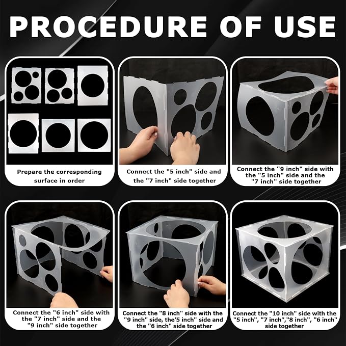 2-Pack 11 Holes Balloon Sizer Cube Box, 2-10 Inch | Collapsible Balloon Size - Image 4