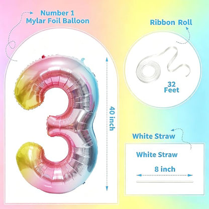 Rainbow Number Balloons Birthday Balloons - Image 2