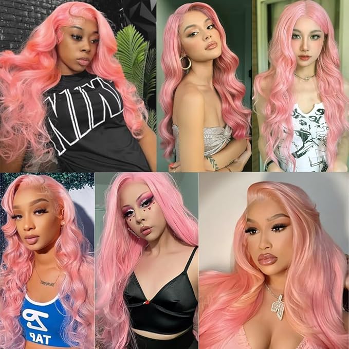 Pink Bundles Human Hair Light Pink Body Wave Hair Weave 22 24 26 Inch Niegmeag Brazilian Virgin Remy Hair Extensions 300g