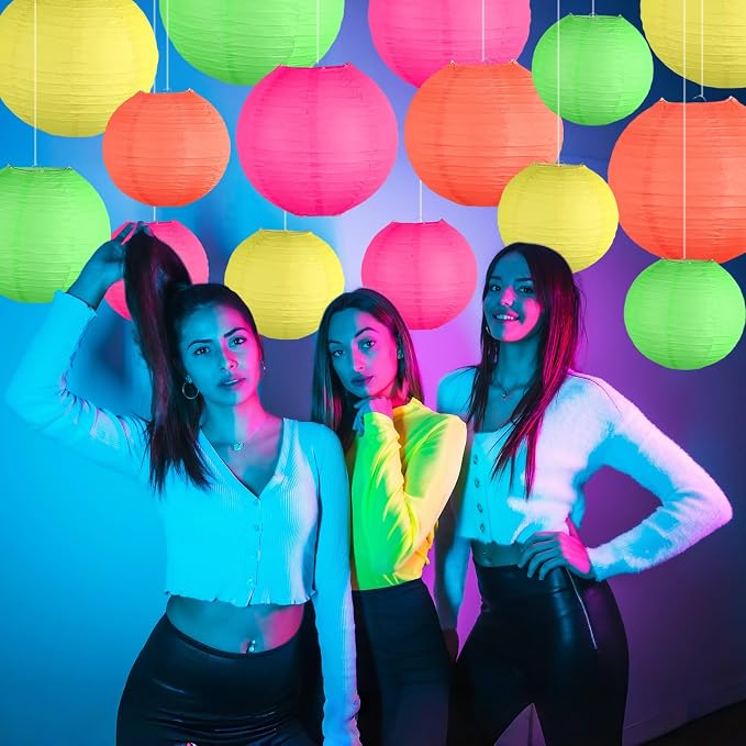 15-Pack Glow in the Dark Party Supplies, Neon Party Decorations | UV-Reactive - Image 4