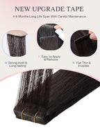 DOORES Invisible Tape in Extensions Human Hair Invisi Edge, Dark Brown 10 Injection Tape-ins with 10 Classic Tape-ins 50g 22 Inch, Injected Tape in Extensions Virgin Human Hair