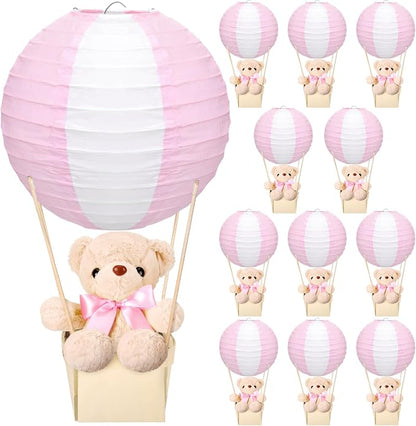 12 Sets Baby Shower Hot Air Balloon Table Centerpieces DIY Paper Lanterns by Baquler