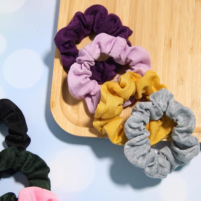 SUSULU Pack of 16pcs Soft Hair Scrunchies Single Jersey Solid Color Ponytail Holders Elastic Hair Ties for Women Accessories