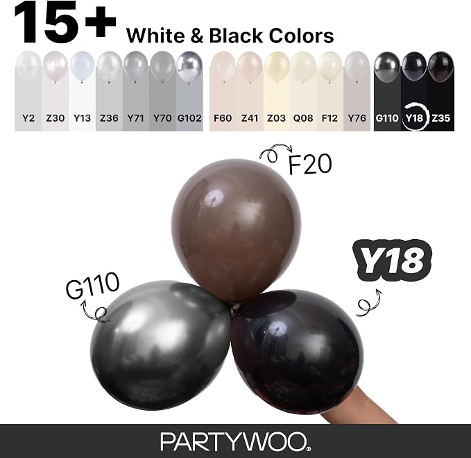 PartyWoo Black Balloons 152pcs Different Sizes of 18 12 10 5 Inch | Balloons - Image 4