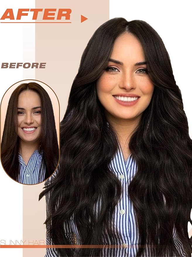 Sunny Hair Tape in Hair Extensions Real Human Hair Invisible Remy Hair Extensions Tape ins for Women Darkest Brown 18 inch 20Pcs 50G