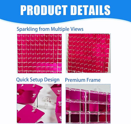 Ozikutech 24 Pcs Hot Pink Shimmer Wall Backdrop Panels - Image 4