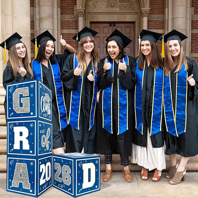 2026 Graduation Decorations Blue and Silver Balloon Boxes Class of 2026 Decor - Image 7