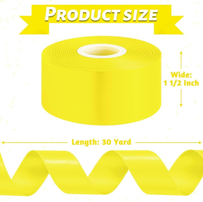 1 1/2In 30Yards Lemon Yellow Ribbon - Image 2