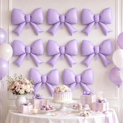 8Pcs Purple Bow Foil Balloons, 21Inch Purple Bow Shaped Balloons - Image 6