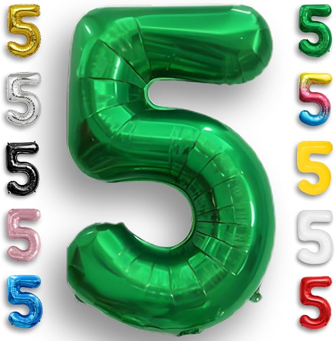 Green Number Balloon 5 Mylar Foil Balloons 32 inch by Unknown