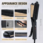 2 Inch Hair Crimper for Volumizing & Textured Styles, Ceramic Crimping Iron with Anti-Static Technology, 4 Adjustable Heat Settings 300°F-450°F, 110-240V Travel Hair Styling Tool for Women