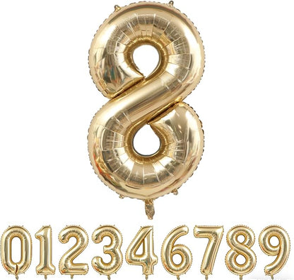 Light Gold Number 8 Foil Balloon 40IN Champagne Gold 8 Mylar Helium Balloon | by ANGEL+Q+HOUSE