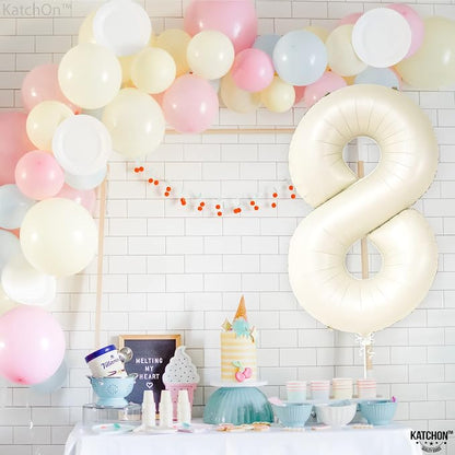 KatchOn Cream White Number 8 Balloon 40 Inch | 8th Birthday Decorations - Image 3