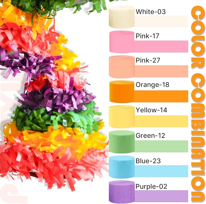 PartyWoo Crepe Paper Streamers 6 Rolls 492ft, Pack of Peach, Light Pink and - Image 3