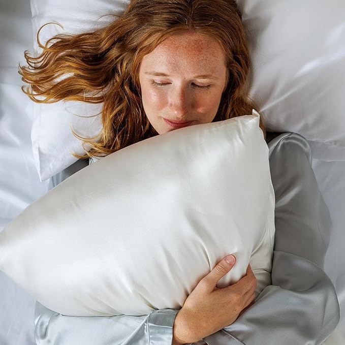Fishers Finery 19mm 100% Pure Mulberry Silk Pillowcase, Quality Tested (Silver, S)