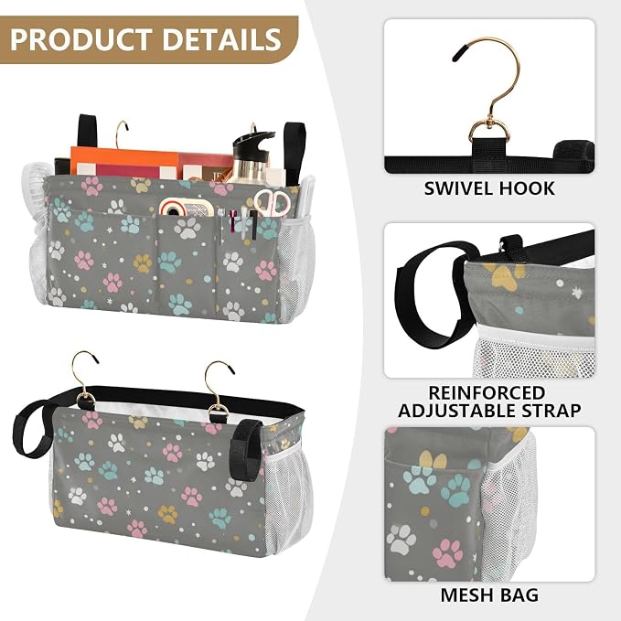 Bedside Caddy Hanging Bunk Bed Caddy Bed Organizer Hanging Pocket - Image 5