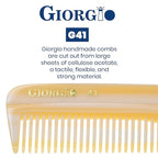 Giorgio G41 Wide Tooth and Fine Tooth Pocket Comb, Hair Styling for Men, Travel Hair Comb for Women, Handmade Beard and Mustache Comb for Men, Barber Combs