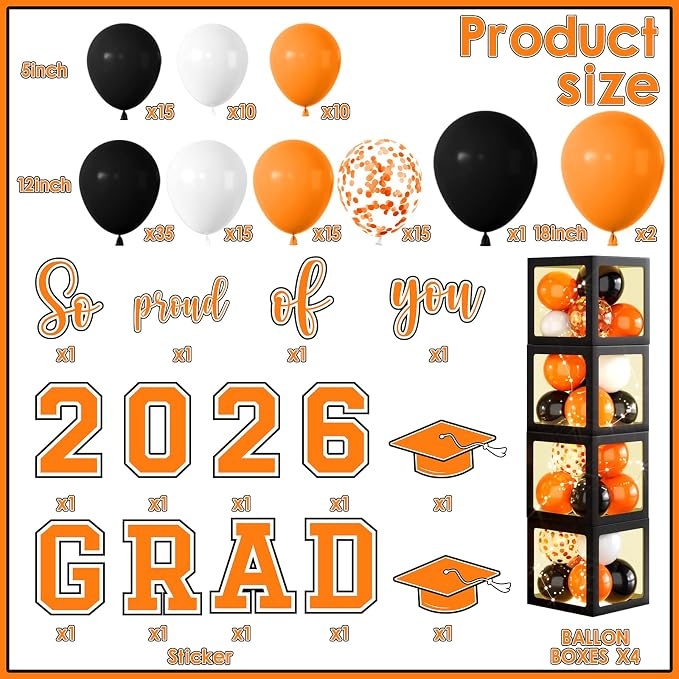 2026 Graduation Party Decorations Class of 2026 Balloon Boxes - Image 4