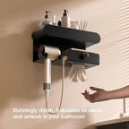 Universal Hair Dryer Holder, Hair Tool Organizer with Shelf for Bathroom, Hair Accessories Organizer for Blow Dryer, Curling Iron, Straightener