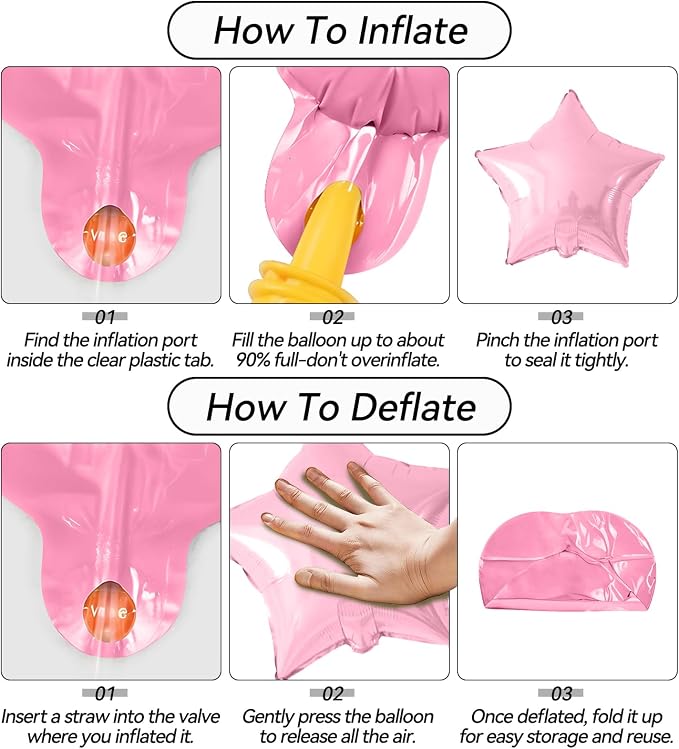 Pink Blue White Star Foil Balloons, 18 Inch Metallic Light Pink Blue Stars - Image 8