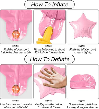 Pink Blue White Star Foil Balloons, 18 Inch Metallic Light Pink Blue Stars - Image 8