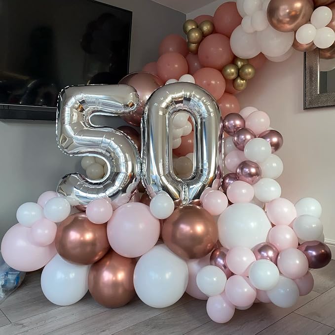 40 Inch Silver 50 Number Balloons Giant Jumbo Huge 50 Foil Mylar Helium Number - Image 5
