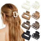 DEEKA 8 Pack Medium Small Hair Clips Set 2"" Rectangle and 1.6"" Double Row Teeth Hair Claw Clips for Thin Short Hair Matte Hair Clips Hair Accessories for Women Girls, Beige, Brown, Khaki, Black