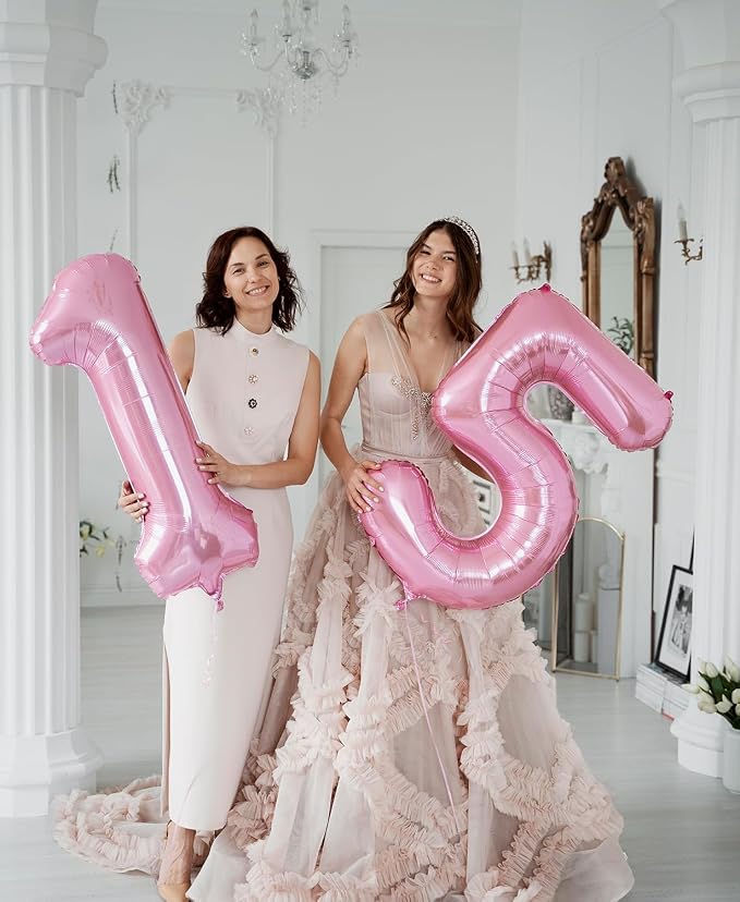 Pastel Pink 10 Balloons, 40 Inch Large Light Pink Foil Number Balloons 0-10 - Image 3