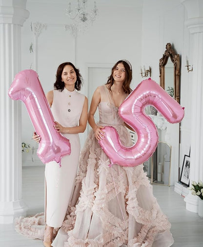 Pastel Pink 10 Balloons, 40 Inch Large Light Pink Foil Number Balloons 0-10 - Image 3
