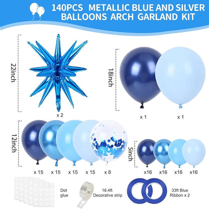 RUBFAC Blue Balloon Arch Kit, Metallic Blue - Image 2